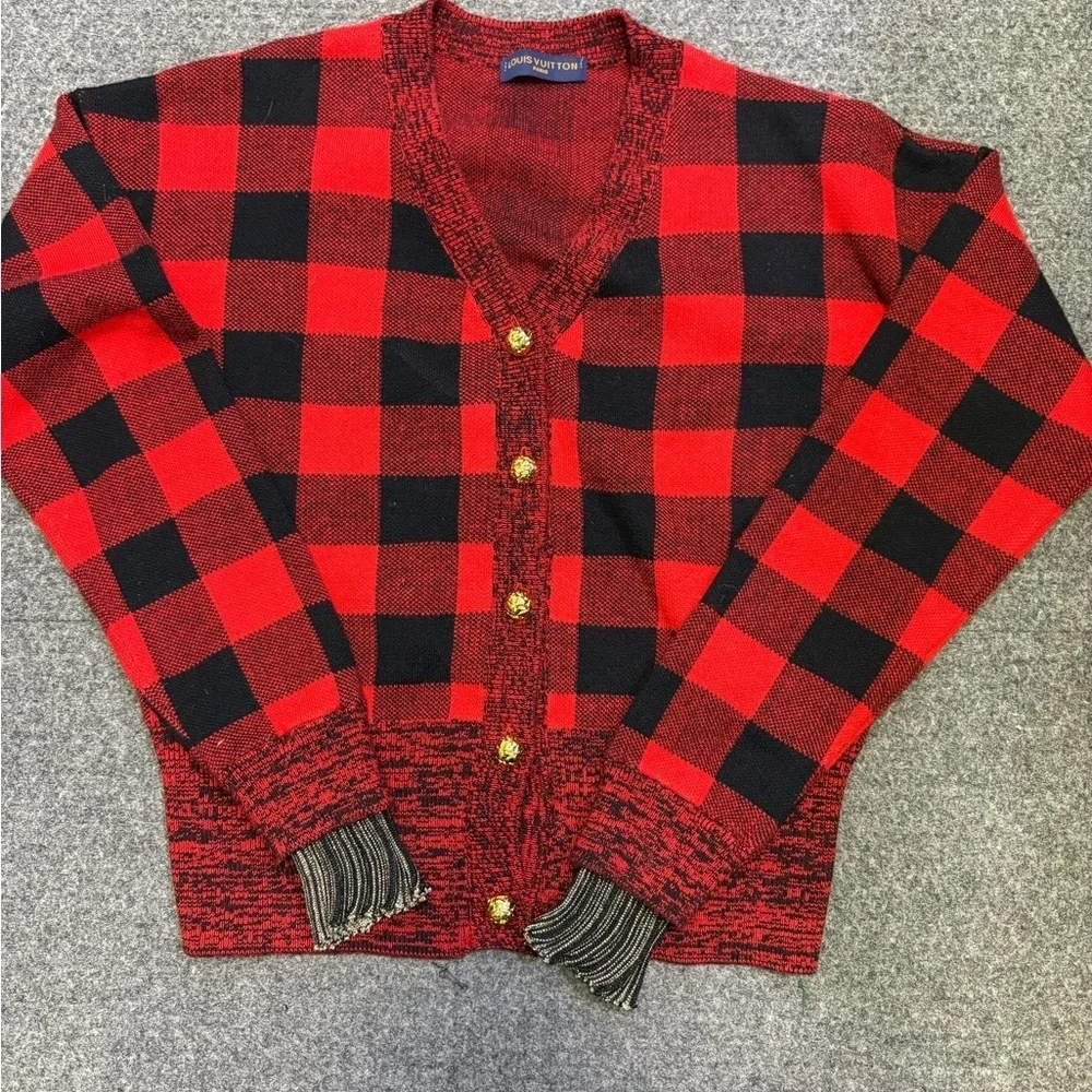 Louis Vuitton Graphic Check Knit Cardigan